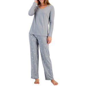 Charter Club Cotton V-Neck Print Pajama Set X SMALL (1001)